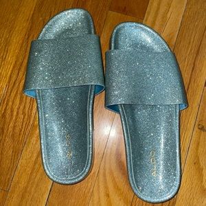 blue glitter slides